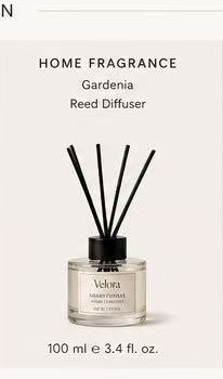Velora Gardenia reed diffuser SKU design