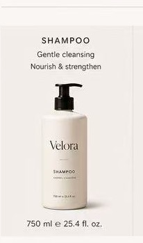 Velora shampoo SKU design